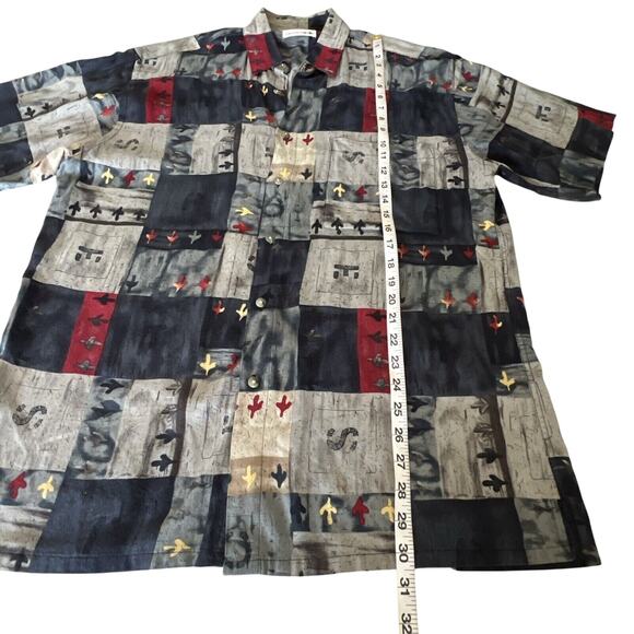 Pierre Cardin Men’s Medium Multicolor Rayon Print Shirt Button Up Collar Casual - Picture 8 of 8